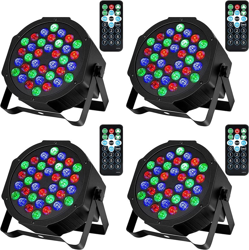 Litake 36 LED Stage Lights,DJ Par Lights Sound Activated,DMX & Remote Controlled LED Uplights for Events Wedding Dance Floor Party DJ Live Show-4 Packs - Image 1